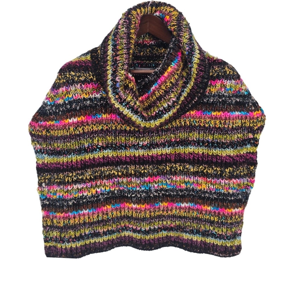 Anthropologie Piera Rainbow Knit Turtleneck Oversized Pullover Sweater XS - Picture 2 of 10